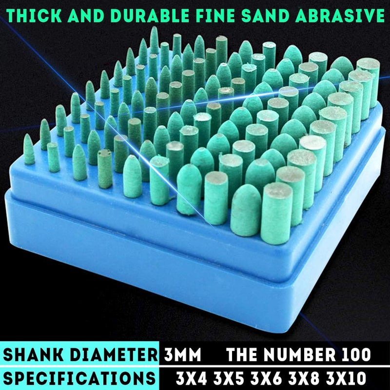 Oudtinz Oudtinx Polishing Accessories 100pcs Rubber Grinding Heads,3mm Shank Assorted Accessory, Mounted Point Wheel Head Kit for Dremel Polish Rotary Tools (Green) - Image 2